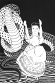 Girl sitting with a large snake.